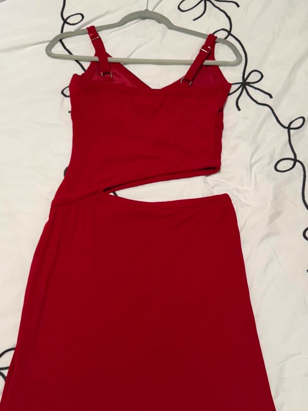 Red Maxi Dress with Cutout - Picture 5 of 5